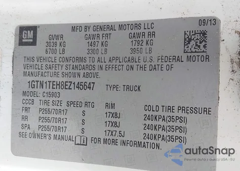 2014 GMC Sierra 1500 from USA, damaged, VIN 1GTN1TEH8EZ145647